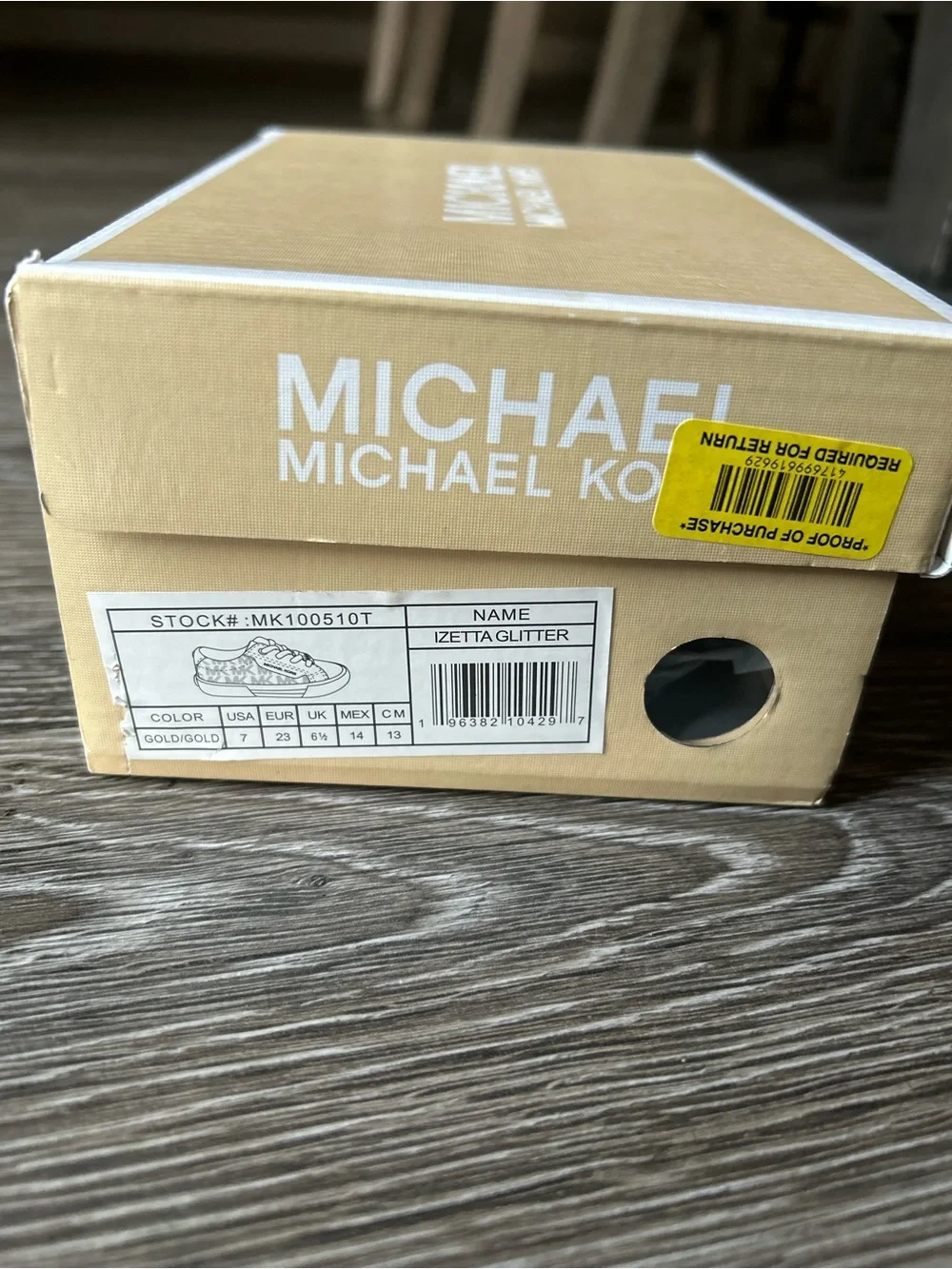 Michael Kors Kids Metallic Gold and Brown Logo Lace-Up Sneakers Size 7C